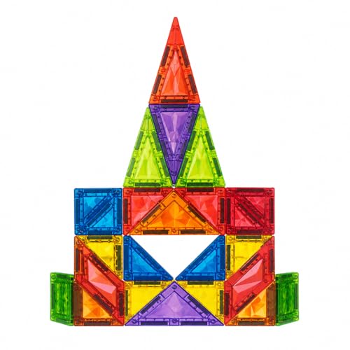 Image of Diamond Glass Tile Magnetic Building Blocks for Kids STEM (26 tiles) | Shinny Magnetic Pixelated Cube Construction Toy | Creative Learning Block Set for Boys & Girls Ages 3-10 | Birthday Gift