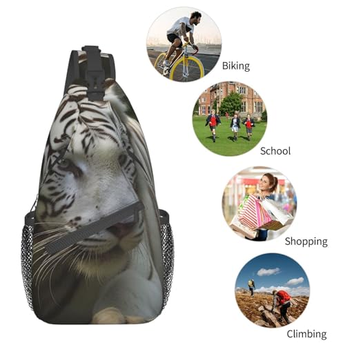 Bolso Sling para Hombre y Mujer Estampado Tigre Blanco miniatura 6