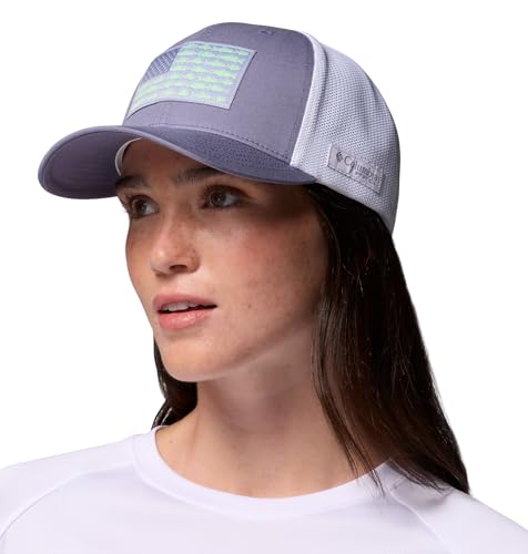 Image of Columbia Unisex PFG Fish Flag Mesh Ball Cap, New Moon /Fish Flag, L /XL