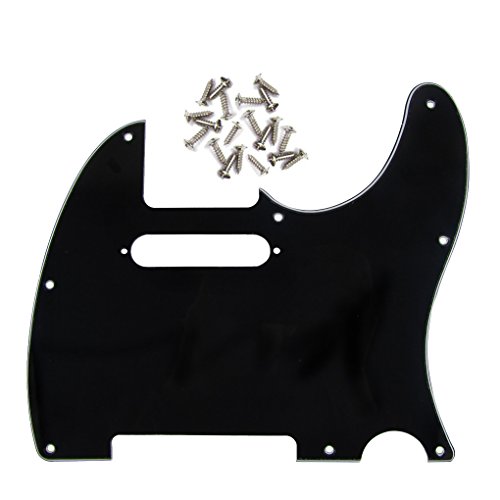 IKN 8 gat PVC Pickguard Guard Plate met montageschroeven voor precisie tele-stijl gitaar vervanging, 3-laags zwart/wit/zwart
