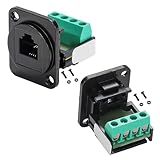 PENGLIN 2PCS RJ11 6P4C Panel Mount Connector, Solderless RJ11 CAT3 Female Screw Terminal Adapter, D-Type Keystone Telephone Jack with Screws