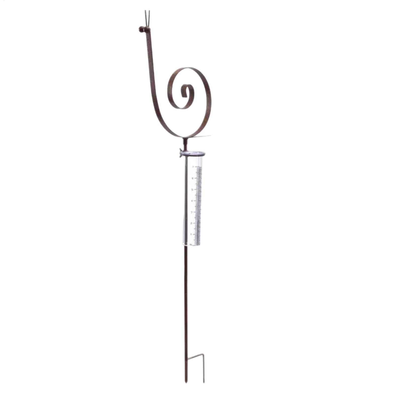 Pluviomètre escargot 93x20cm en métal antirouille pour la décoration et mesure de pluie du jardin