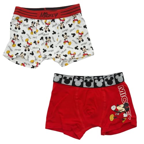 E plus M Disney Mickey Maus Jungen Boxershorts 2er Pack, Kinder Unterhosen aus 95% Baumwolle & 5% Elastan, Mickey Unterwäsche Gr. 98-128, Bekleidungsgröße: 98, Farbe: Bunt