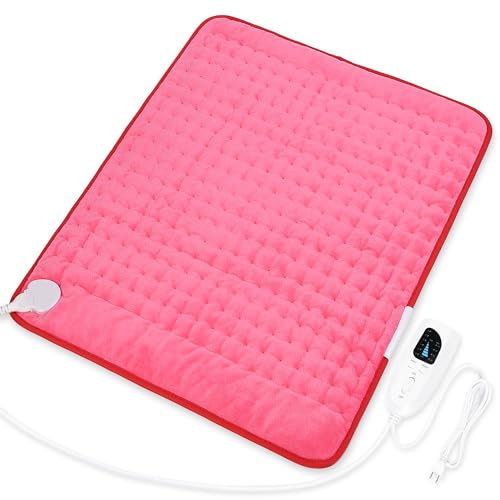 Image of Deepsoon Heating Pad,Electric Heating Pads for Back,Neck,Moist Heating Pad for Abdomen Shoulder Knee Legs,Dry /Moist Heat&Auto Shut Off,Mother's Day Birthday for Men and Women,Fuchsia,24x20 Inch