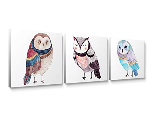 Niwo Art-Cute Owl Combo, Bird Canvas Wall Art Home Decor,Framed Ready To Hang #TOP13