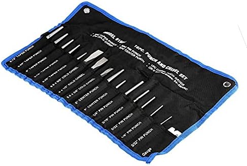 Miniatura 6 de Herramienta de punzones mecánicos, 16 piezas de punzones mecánicos y cincel, pin central cónico, calibre frío