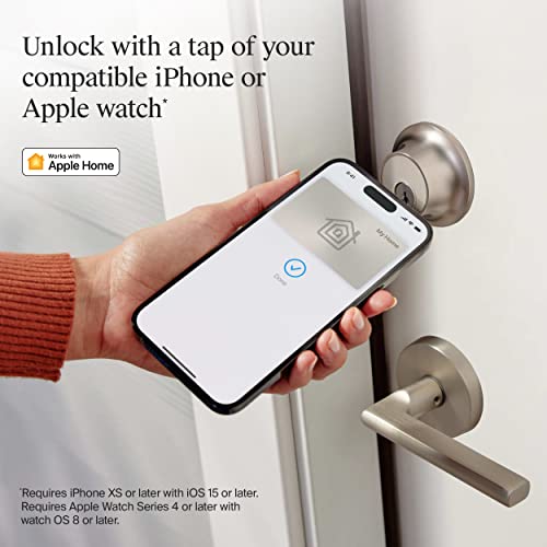 Level Lock+ Smart Lock With Apple Home Keys - Smart Deadbolt For Keyless Entry Plus Key Card Or App, Bluetooth Enabled Lock Works With Apple Homekit, Satin Nickel #TOP1