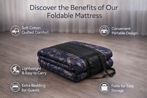 Image of Foldable Mattress for Floor, Folding Lightweight Travel Mattres, Portable Mattress, Foldable Mattress (72 inch x 48 inch x 1 inch)