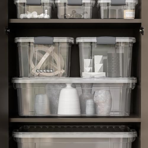 Image of Superio 14.7 Quart Clear Plastic Storage Boxes with Lids, Stackable Organizer Containers, BPA-Free Storage Bins for Home, Office, School & Dorm, 3 Pack