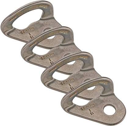 Edelrid Draco Hanger, Stainless Steel Bolt with Rounded Edges and Large Opening for Two carabiners, Material: AISI 316L,(Silver, EN 959) (Pack of 4)