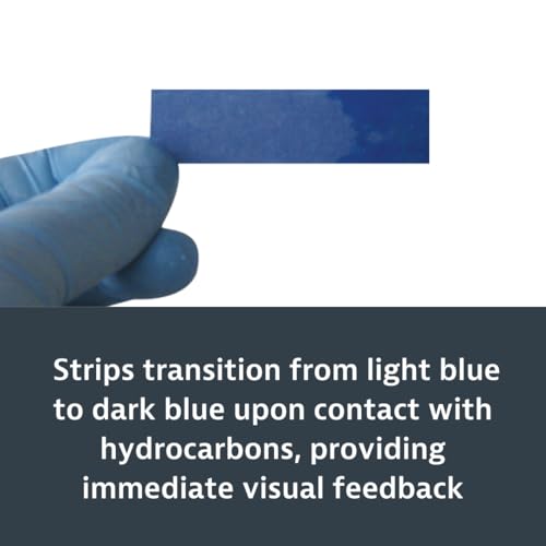 Image of Justrite Hydrocarbon Test Strips for Oil and Water, 2.75 inch x 0.75 inch Instant Results, Pack of 100, Blue, 26486