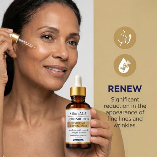 GLORAMD Liquid Solution, Gloramd Face Lifting Serum with Peptide & Collagen, Firming & Moisturizing Skin Care for Smoother, Elastic Looking Skin