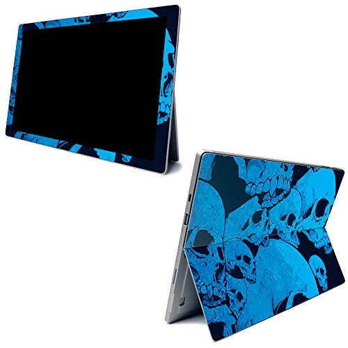 Image of MightySkins Carbon Fiber Skin for Microsoft Surface Pro 7 - Blue Skulls | Textured Carbon Fiber Finish | Easy to Apply, Remove, and Change Styles | Made in The USA