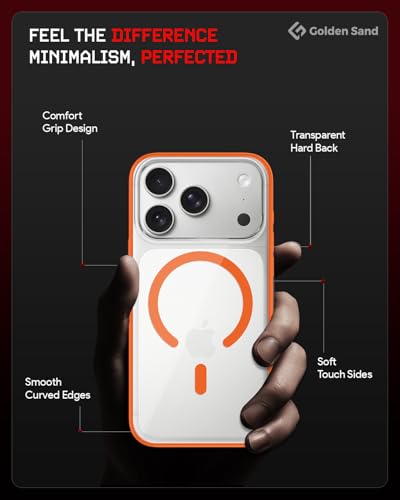 Image of Golden Sand Aura MagSnap Series Transparent Back Cover for iPhone 17 Pro Max 5G | Ultra-Clear Glass Feel | Military Grade Protective Case, Camera Protection (Cosmic Orange)