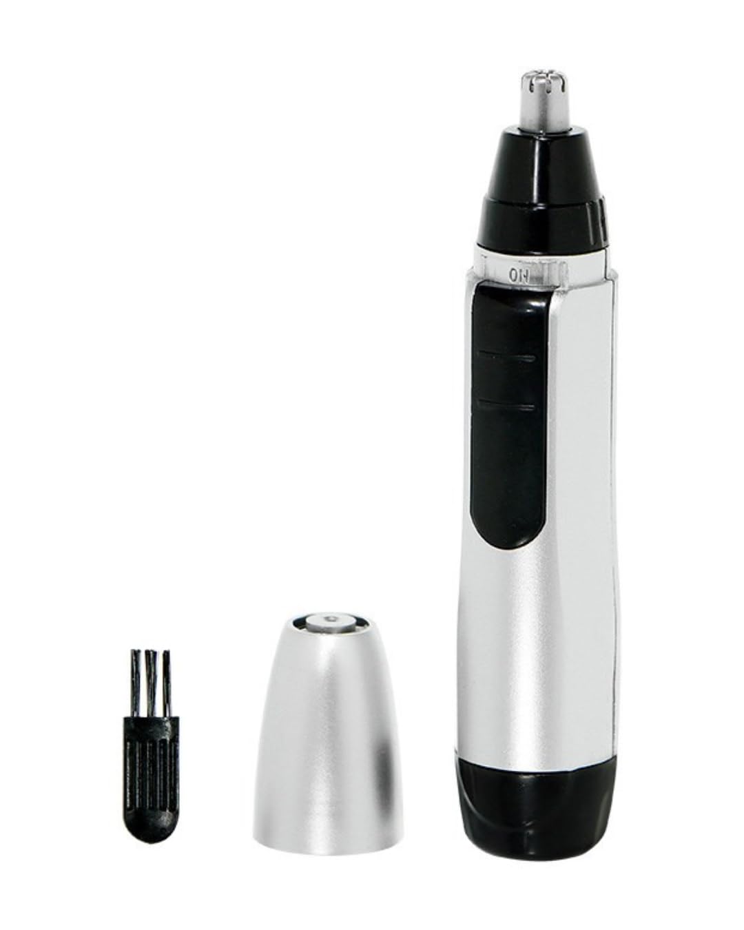 Aparador de Pelos Nasal e Facial Portátil, 13 cm, Kit com 3 Peças, Prata/Preto, Leve e