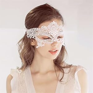 Zwart Wit Kant Transparante Oogmaskers Dames Lingerie Kostuums Accessoires Strap Eye Covers (Color : C White)