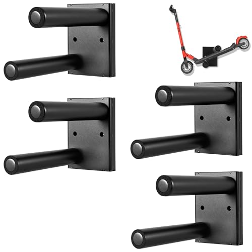 HAVXJAN Scooter Wall Mount Metal Organizer Black Holder for Scooter Vertical Space Saver Scooter Rack Scooter Stand for Garage Living Room Shop (1 Tier-4 Packs)