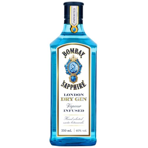 Bombay Sapphire London Dry Gin, 40 % vol., 35 cl / 350 ml, Un Spiritueux Infusé à la Vapeur, Élaboré à Partir de 10 Plantes Aromatiques Rigoureusement Sélectionnées à la Main