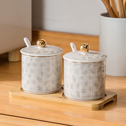 Cukiernica z ceramiczną łyżką - 300 ml porcelanowa sól świnia i pojemnik na cukier - stylowe akcesoria kuchenne