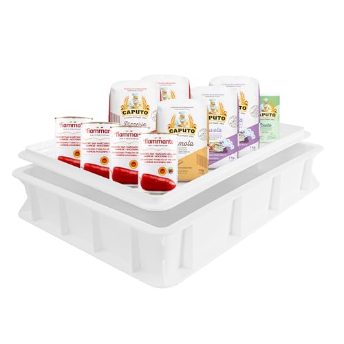 Pizza Lover Gärbox Starterkit Grande Pizzateig Set | Caputo Semola & Pizzamehl & Nuvola + Trockenhefe + San Marzano DOP Tomaten & Pizzaballenbox 30x40x7 5 cm & Deckel + digitales Rezeptbuch