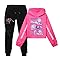 Girls 2 Piece Outfits Pop Demon Movie Hunters Outfit Cartoon Graphic Long Sleeve hoodie with Sweatpants Anime Fan Merch Cotume Clothing Set Tracksuits(A-Hot Pink,7 Years)
