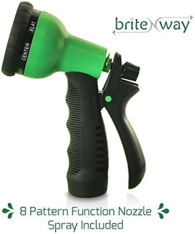 Expandable Garden Hose - 50 ft. Retractable, Lightweight & Flexible - 8 Pattern Function Watering Nozzle Gardening Spray Included - Enhanced Brass Fitting Connectors - Free Hanger & Storage Holder