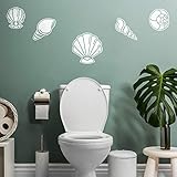 5 Pieces of Vinyl Wall Art Decal - Seashell Set - from 8' x 8' Each - Minimal Cute Adhesive Stickers Shell Design for Home Bedroom Bathroom Kids Room Living Room Store Sea Decor (White)