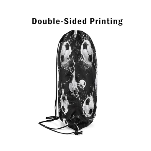 Feelyou Football Soccer Drawstring Backpack 13"x15.7" Sports Game Soccer Backpack for Black White Soccer Backpack Waterproof Cinch Bag4