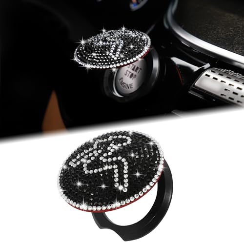 Coque de bouton de démarrage de voiture en strass brillants TOMALL