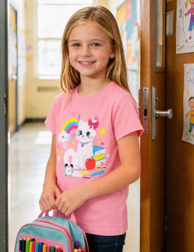 Image of Toddler Girls Clothes T-Shirt Short Sleeve Graphic Tee Cartoon Dinosaur 2-6T Girl Shirt Summer