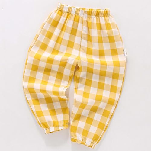 Girls Plaid Pants Checkered Printed Breathable Lantern Pants Elastic Waisted Lightweight Spring Pants2