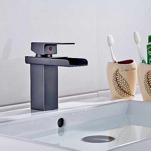 Mitigeur cascade noir rétro pour lavabo monotrou de salle de bains - 6
