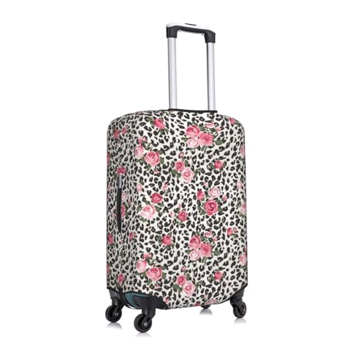Rose Leopard Print Black Pink Luggage Cover Elastic Suitcase Covers for Protector Suitcase Sleeve for Luggage 18-32 In3