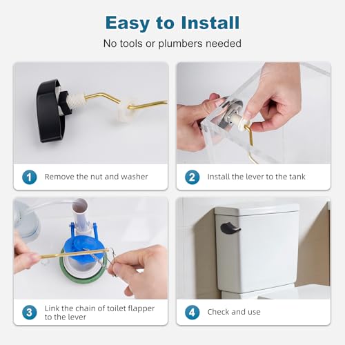 Image of iFealClear Metal Toilet Handle Replacement Compatible with TOTO THU068-CP Trip Lvr for St743S, St406 Soild Brass Toilet Tank Flush Lever, Side Mount Toilet Trip Levers, Matte Black