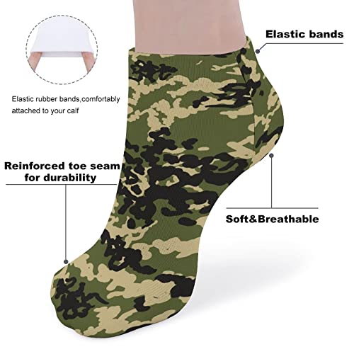 Mens Boys Ankle Low Cut No Show Socks Army Green Camouflage Funny Saying Colorful Crazy Cool Casual Sports Short Tab Socks Gift Black3
