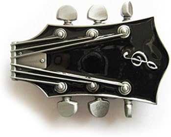 Original Schwarzer Gitarrenkopf Metall Gürtelschnalle Rock Band