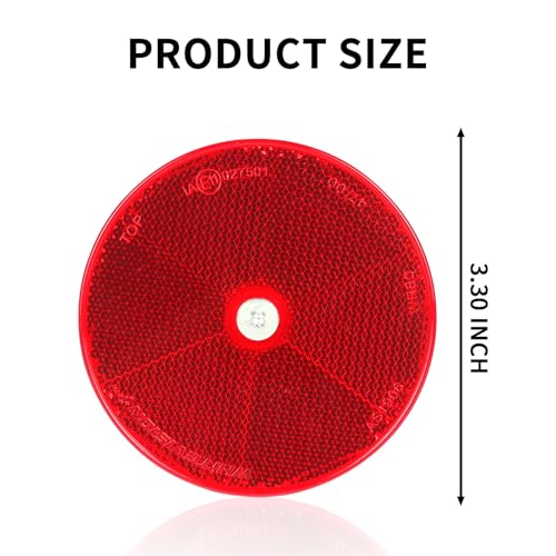 Image of 10 Pack Red Screw on Round Reflectors, E11 Approval Road Safety Gate Posts Rear Reflectors for Trailer Caravan Truck Tractor Boat Lorry Motorcycle Fence Gate Post
