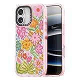 Rosarnnah 17GPS-Schutzhülle für iPhone (15,5 cm / 6,1 Zoll), niedlich, langlebig, stoßfest, 2 m Fallschlag-Handyhülle, Glitzer-Rosa, lustiges Passionsblumen-Design