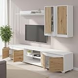 DIMENSIONI IN CM - Base porta TV: 200x40h43 - Moduli sospesi: 30x25,5h74 - Mensola: 100x18h13