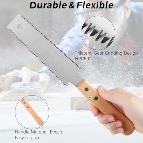 GmwyCzV Japansäge Handsäge, Abnehmbar Zweischneidig Zugsäge aus SK5 Karbonstahl, Holzgriffe Handsäge 240mm langlebige Sägeblätter Bündigschnittsäge, Optimal für Holz und Kunstoffarbeiten