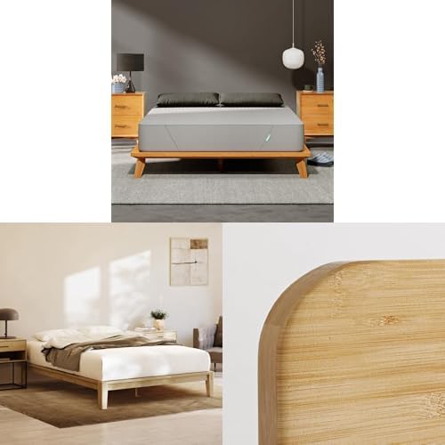 Siena 14” Twin XL Mattress, 2 Bonus Pillows, Bamboo Bed Frame & Headboard - Natural Color - Medium Firm Memory Foam - Premium Pressure Relieving Layers - Easy Tool Free Set Up - Holds Up To 600 Pounds