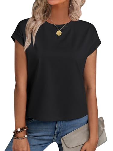 Womens Crop Tops Cap Sleeve T Shirts Cotton Crewneck Loose Fit Trendy Short Sleeve Tops for Women 2026 - image 1