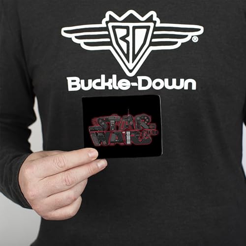 Buckle-Down Men's Star Wars Wallet, Bifold, Galactic Empire Logo Black Grays Reds, Vegan Leather, 4.0" x 3.5"3