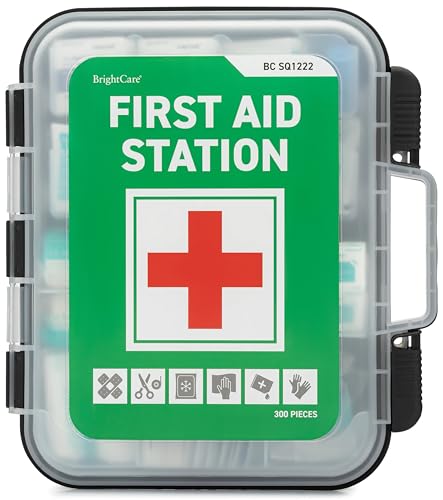 Large Wall Mountable & Portable First Aid Kit Cabinet for Business, Office, School, Warehouse & Workplace Safety – OSHA Compliant Emergency Medical Supplies with Tilting Shelves & Mounting Hardware