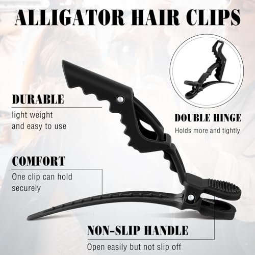 Havawish 12 Pzas Pinzas de Cocodrilo para Cabello Negro miniatura 3