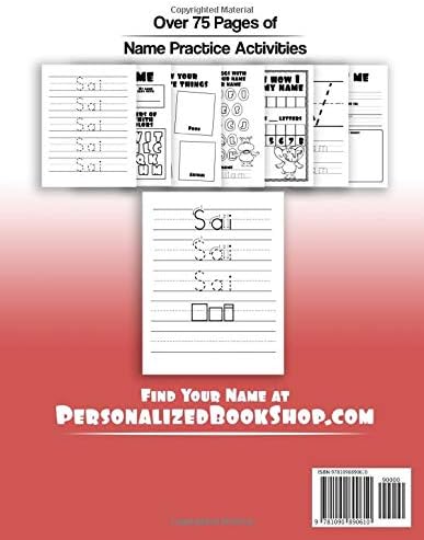 Sai Letter Tracing For Kids Trace My Name Workbook Tracing Books For Kids Ages 3 5 Pre K Kindergarten Practice Workbook Name Tracing Workbook Davis Yolie Amazon Com Books