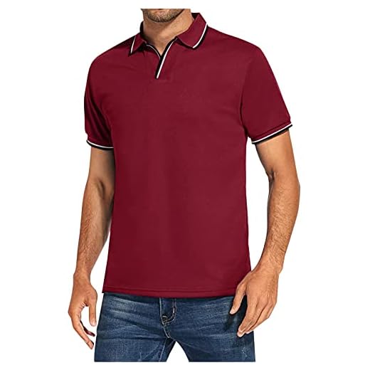 UHouse Polo Homme Manches Courtes Teeshirt Ete Sport Tee Shirt Tennis Tshirt Golf Polos Leger Vêtements avec Poche Habit Vente Flash du Jour Et Soldes Vin 3XL