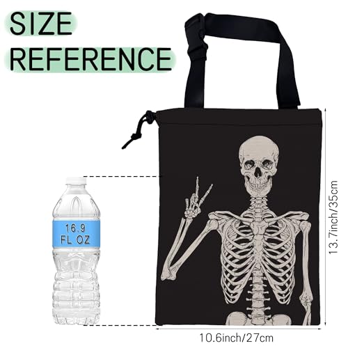 Image of Skull Car Garbage Bag,Human Skeleton Waterproof Small Car Trash Bag Hanging Back of Seat,Drawstring Hanging Car Trash Bag with Adjustable Buckle for Car Accessories