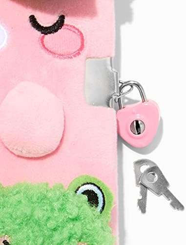 Claire's Sleepy Cat Kids Secret Diary with Lock & 2 Keys Cute Fluffy Plush Journal Girls Notebook Ribbon Bookmark Ruled Paper Ideal for Children's Writing Practice
