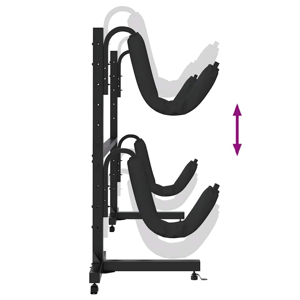 vidaXL Soporte para 2 Kayaks Acero 250x57x127,5 cm, Estante de Kayak, Soporte de Kayak Independiente, Estante de Almacenamiento de Kayak Independiente